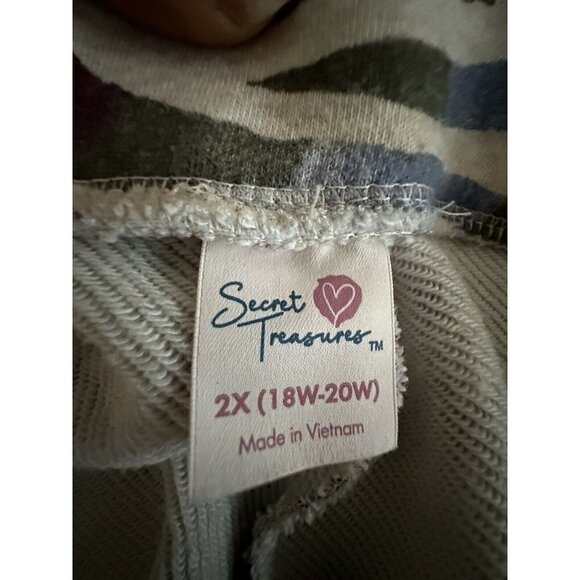 Secret Treasures Striped Print Pajamas 3pc Set  Top Sz 12-14 Bottom  Sz 18-20W - Picture 10 of 11